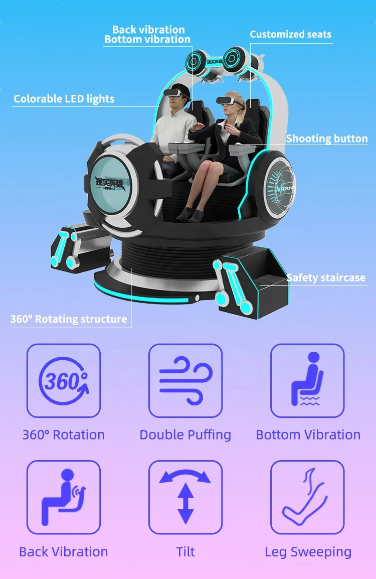 HEROVR EARn Money Fast Coin Oprated Gaming Cockpit 360 Degree VR Egg 9D VR Simulator For Shop
