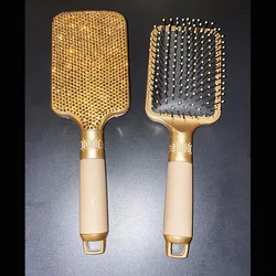 Air Cuision Brush Luxury Diamonds Scalp  Massage Detangling Hair Brush With Clip Customize Your Logo