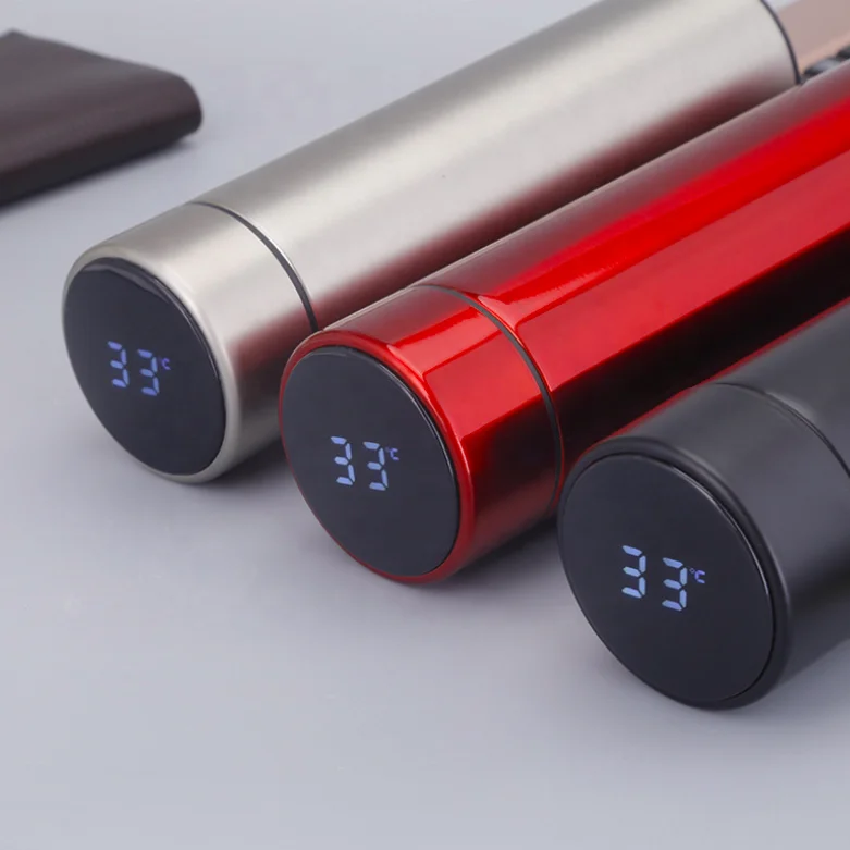 Private Label 17oz Metal Infuser Tumbler Stainless Steel LED Smart Water Bottle with Temperature Display