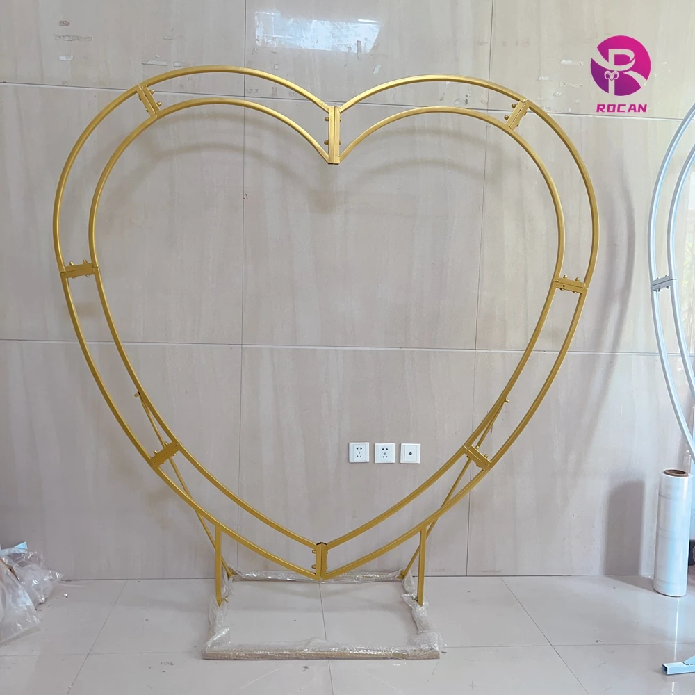 Shiny Gold Heart Arch 6.6ft (200cm) Height Love Arch Balloon Arch Wedding Party Proposal Events Wedding Backdrop