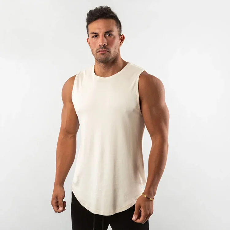Custom Cotton Workout Tank Top For Men Fit Summer Muscle Singlet Sleeveless Travel Vest Plus Size Gym Cut Off Mens Tank Top