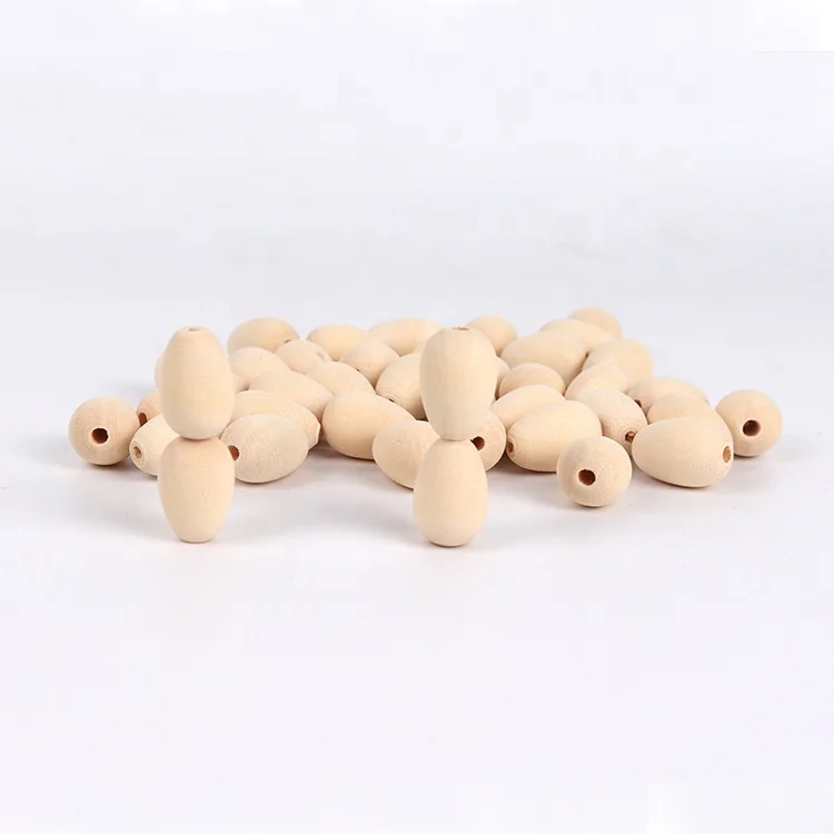 High Quality Jewelry Accessories Bulk Wooden Beads Natural Unfinished Oval  Shaped Wood Beads