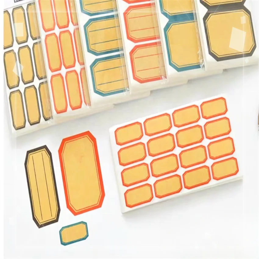 Factory Custom Simple Kraft Paper Self-Adhesive Sticker UV Printed Small Commodity Price Name Mark Mouth Take Paper Packaging