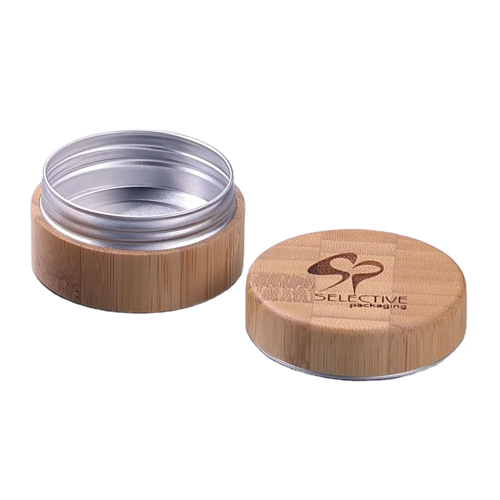 bamboo packaging unique 10g 15g wooden jar with bamboo lid cosmetic cream aluminum jars
