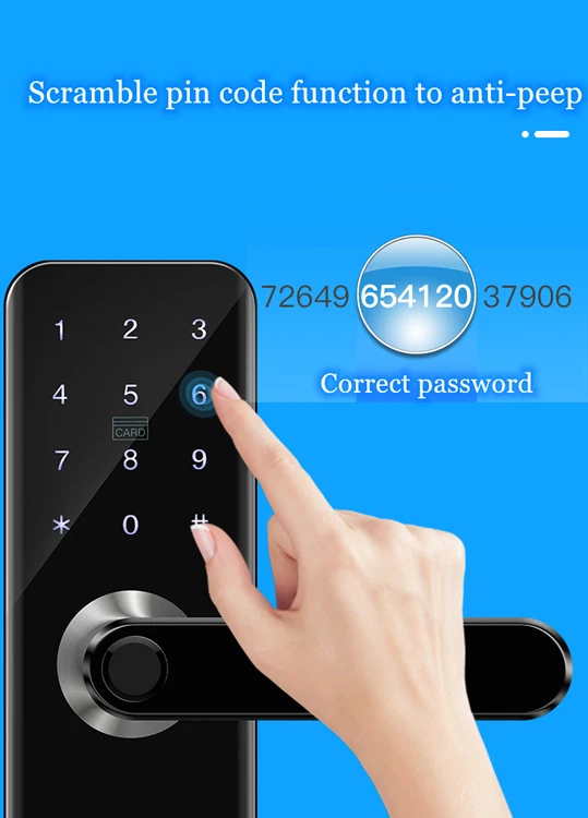 Hidden Keyhole Home Electronic Digital Door Lock Parts Names with Card