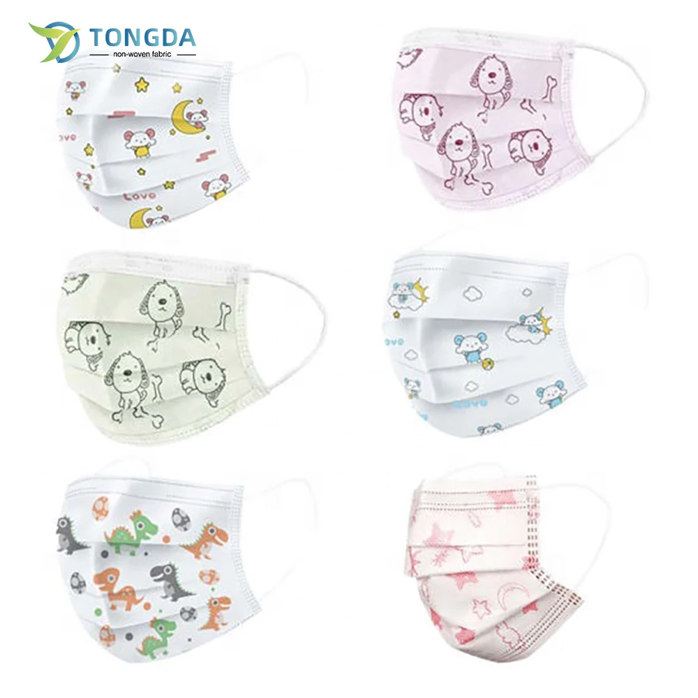 Nonwoven Printing Disposable 3layer Kids Face Mask with Earloop children Masks