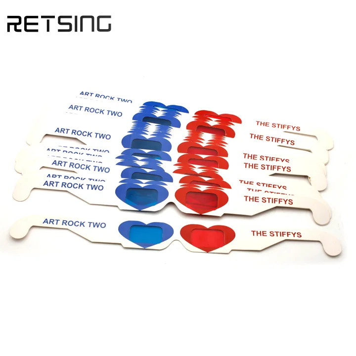 Red Blue Paper Glasses Anaglyph 3D Glasses for TV Movie DVD Game Video