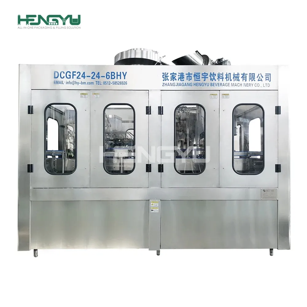 Hengyu 2024 OEM fully automatic crown cap glass bottle soft drink filling machine industrial water bottle production line