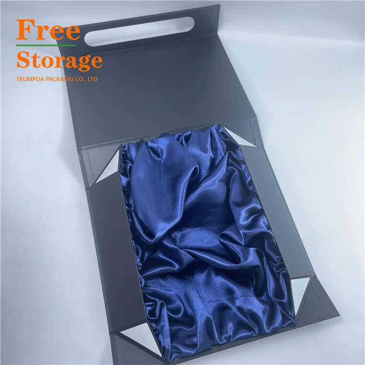 Customizable Logo Luxury Silk Soft Touch Black Paper Leather Handle Brief Case Packaging Box For Clothes Kerchief Coif Reusable
