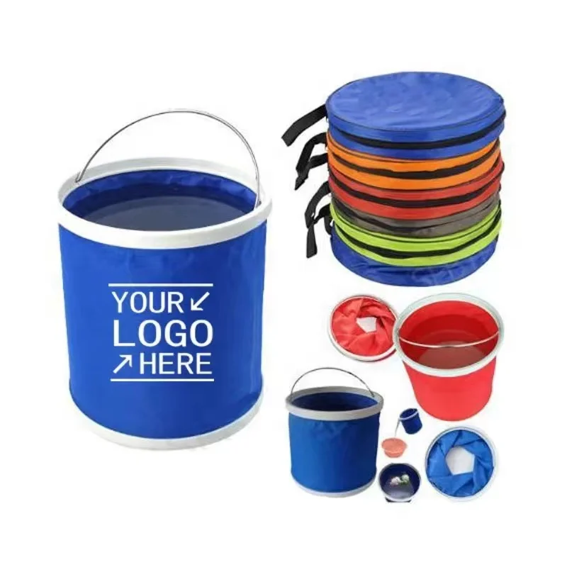 Oxford cloth Folding bucket with PVC coating Portable Folding Collapsible fishing bucket Multifunction bucket