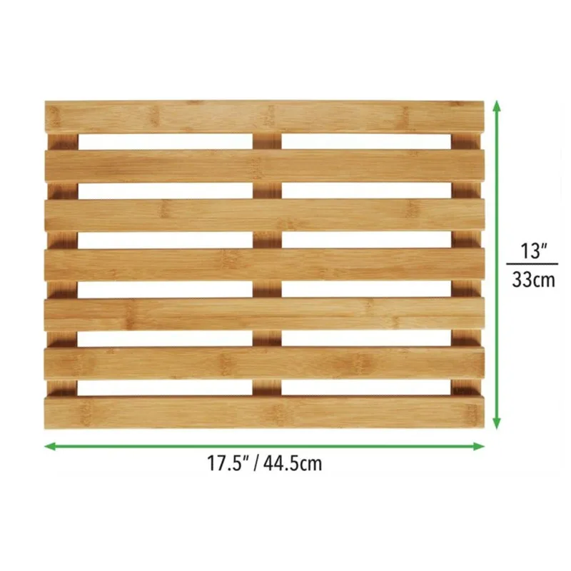 Eco-Friendly 100% Bamboo Non-Slip Rectangular Spa Bath Mat Bathroom Showers Mat