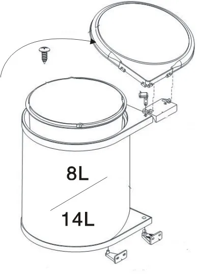 Kitchen under-sink trash can lid pivot pull out waste container