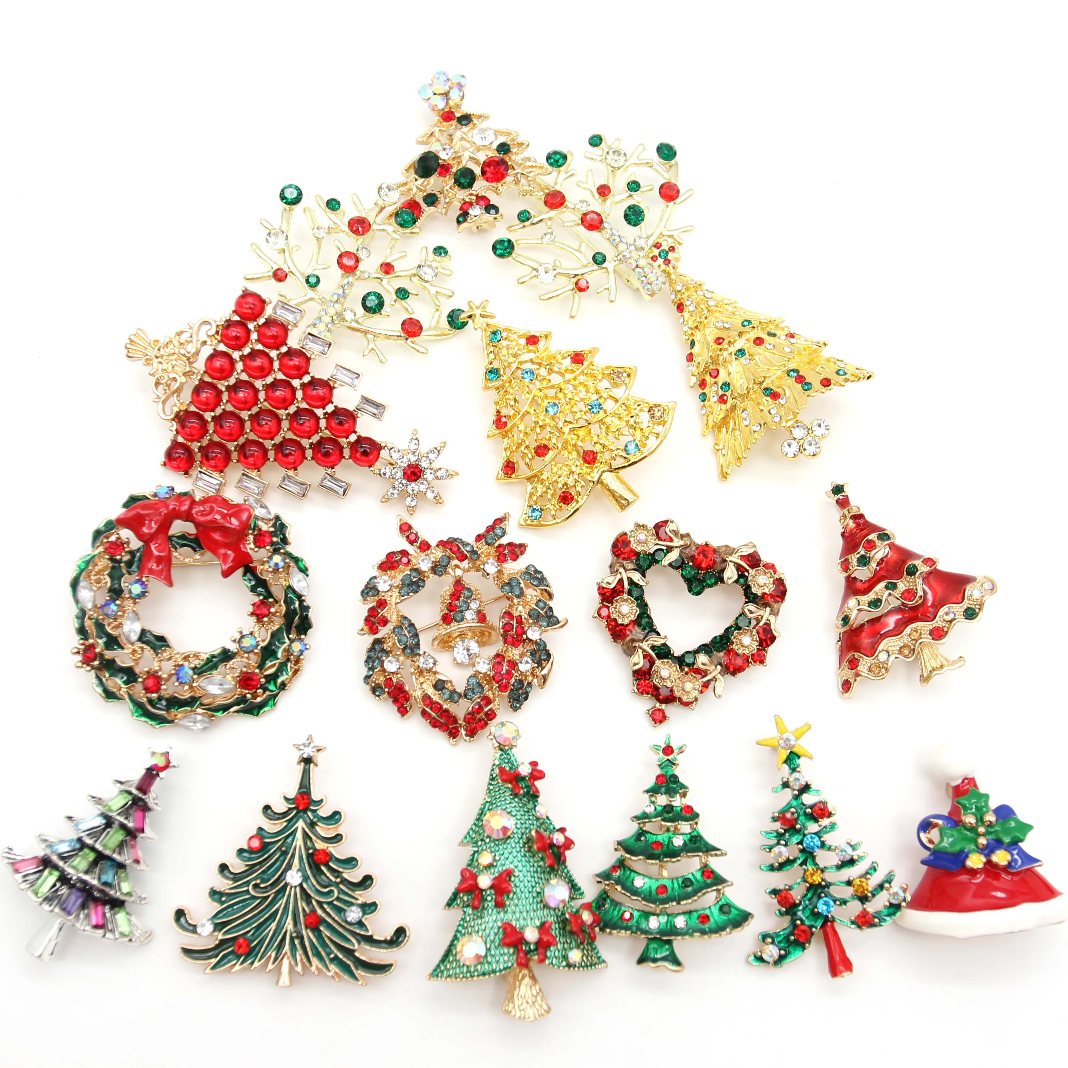 Manufacturer Merry Christmas Brooches Christmas Tree Snowman Santa Claus Boot Fashion Jewelry Gift Decoration Brooches Pin