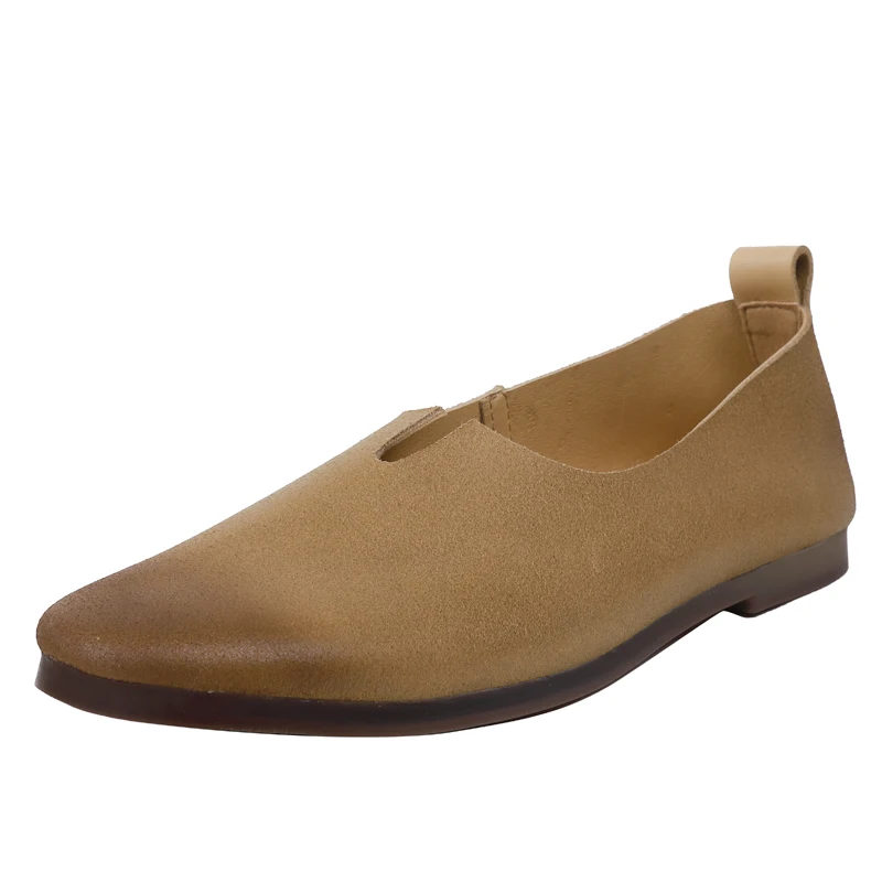 
New Classic Style Round Head Flat Handmade Cowhide Genuine Leather Slip on Casual Oxford Driving Walking Court Loafer Shoe Women 