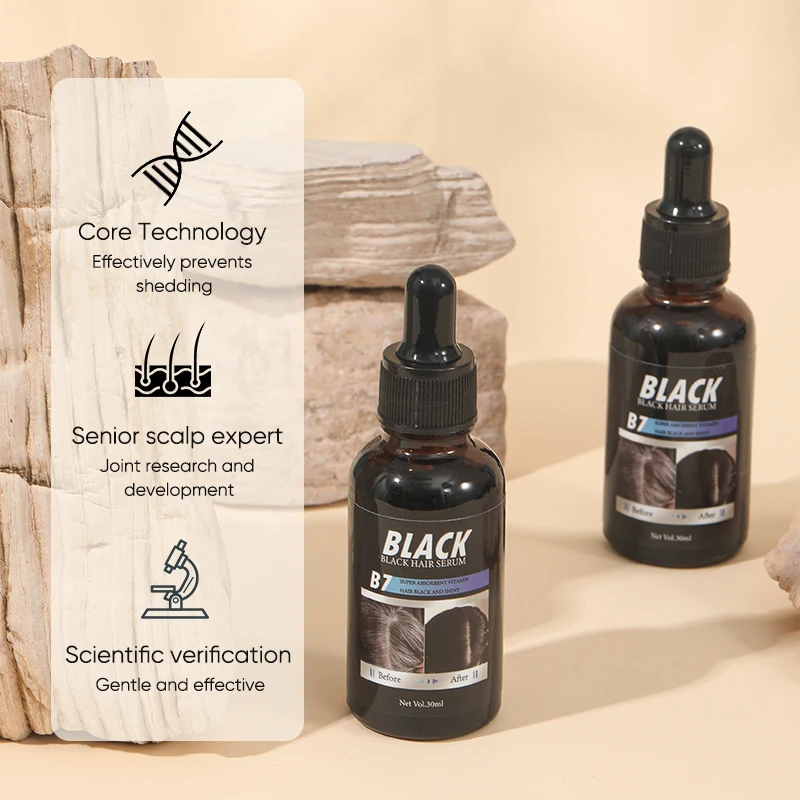 Wholesale Natural Herbal Darkening Hair Serum Activate Follicle Anti White Gray to Black Hair Recolor Serum Hair Repair Care