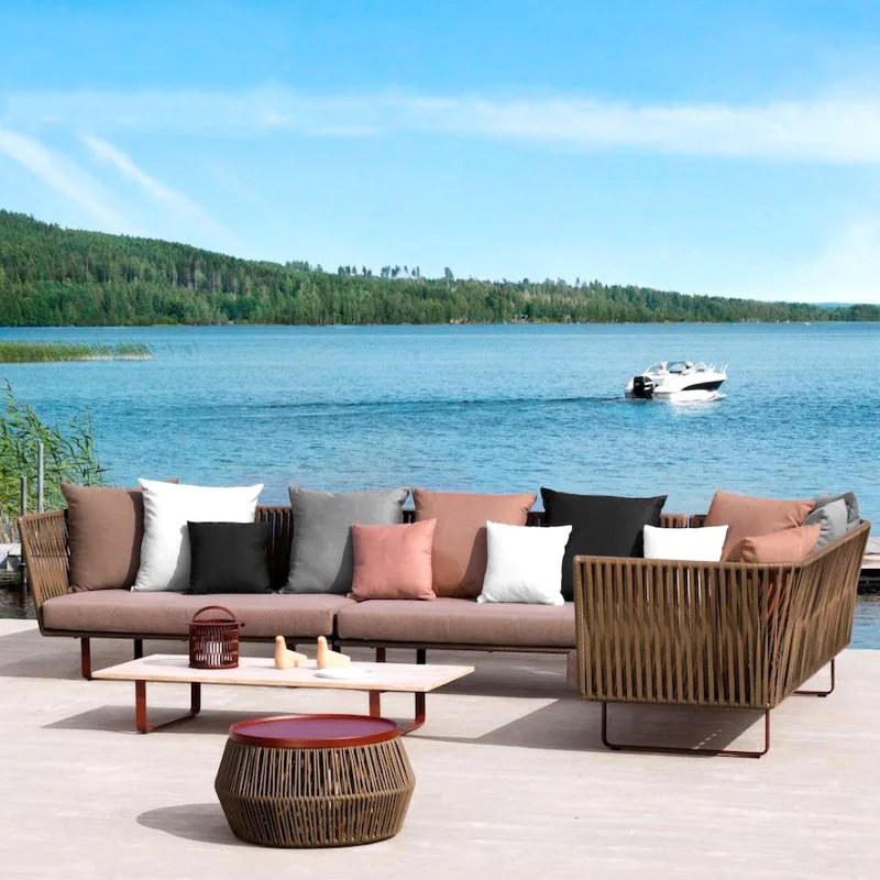 Garden used luxury rope outdoor rattan furniture modern patio sofa set