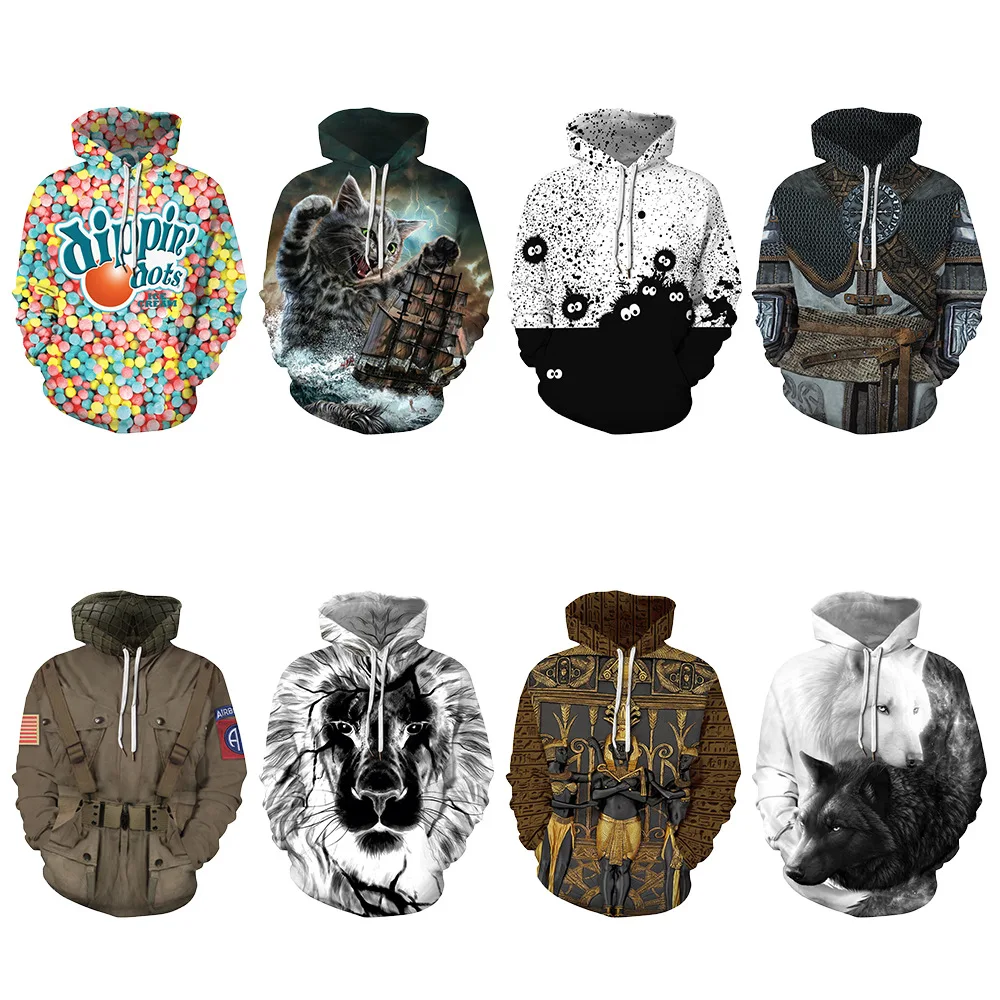 Fashion Casual Hooded Sweater Manufacturer Men Sweater With Hood Digital Printing Couple Hooded