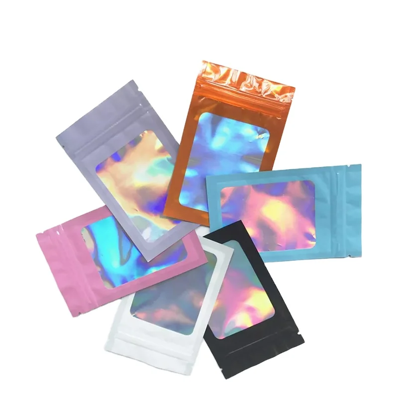 OEM Manufacturer Holographic Child Resistant Pouch Smell Proof Snack Pouch Packaging Plastic Mylar Bag