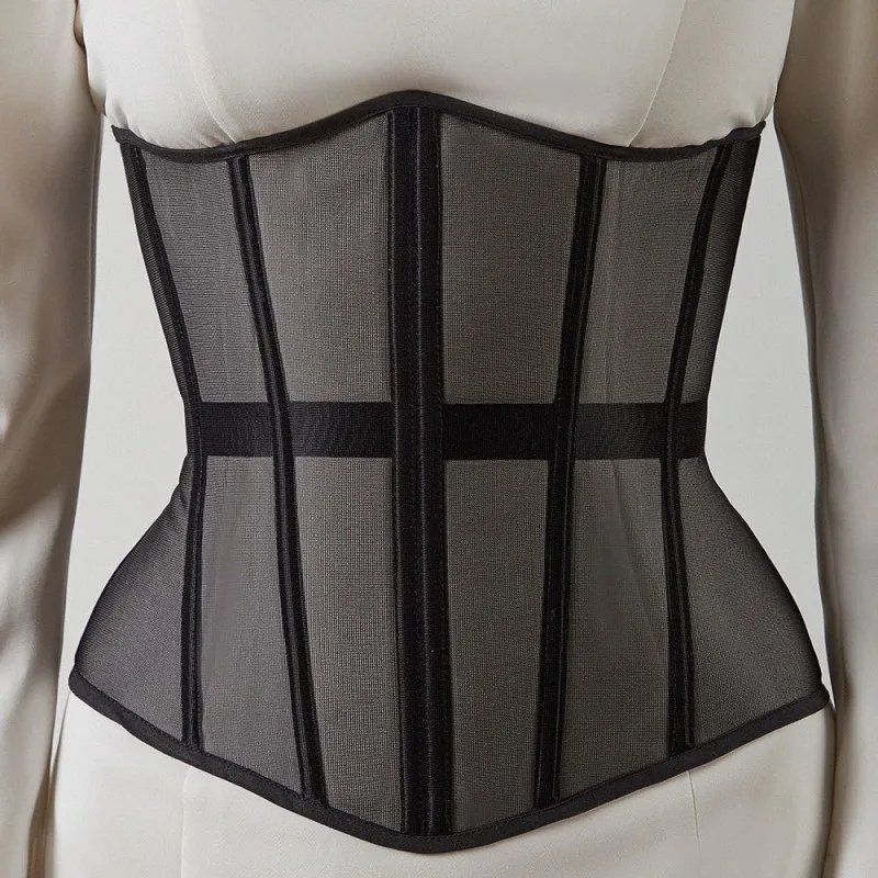2023 Y2K Clothing Black Corset Tops Female Trendy Women Sexy Underbust Mesh Corset Belt Waist Girdle Zummr