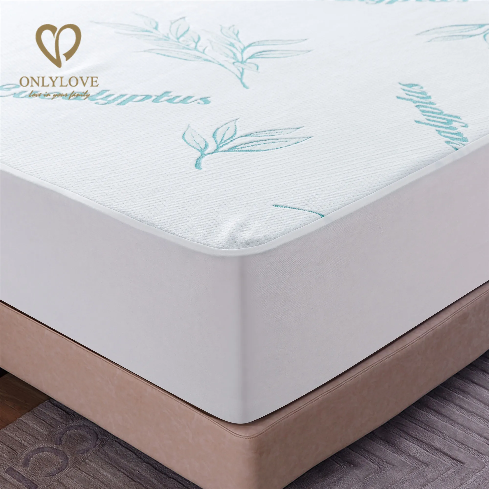 
Queen Size Premium Hypoallergenic Eucalyptus Scented quilted Mattress Pad - Top with TPU Waterproofing, china factory 