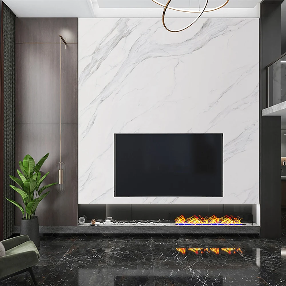 Modern High Glossy Pvc Bamboo Charcoal Indoor Living Room Tv Wall Corporation Decorative Marble WPC Wall Panel