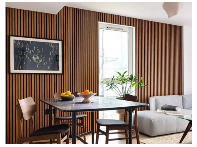Waterproof Soundproof Wood Slats Acoustic Wall Panel 600*2400 mm Panel Hall Veneer Finish