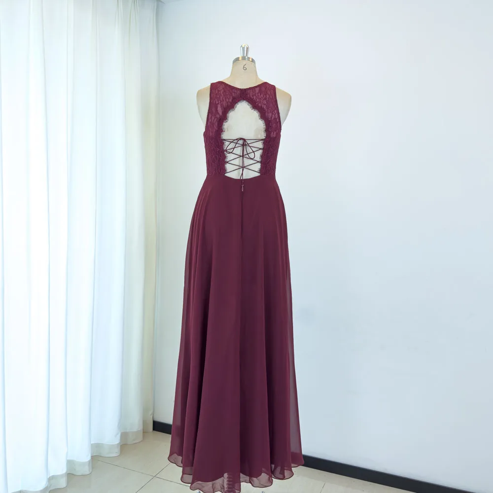 TEENYEE  Elegant Fashion A-Line Lace Plus Size Sexy Party Dress Bridesmaid Evening Floor Length Ball Gown Dress