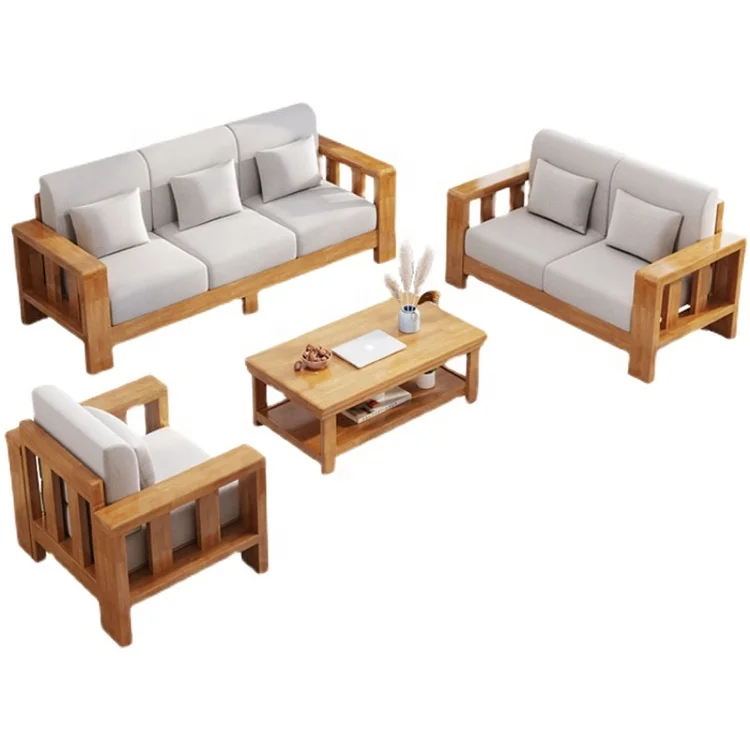 Sofa frame  solid wood living room sofas Rubber wood furniture sofa set