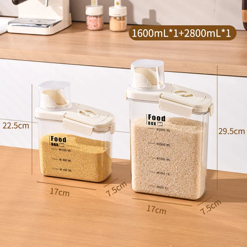 Kitchen Grain storage Tank Eco Friendly Transparent Plastic Rice Beans Grain Storage Jar Fresh Moisture-proof Sealed Container