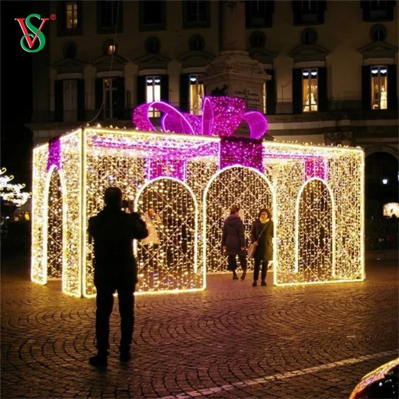 Navidad Christmas Outdoor Large Warm White Gift Box Motif Arch Motif Light for Pass Through