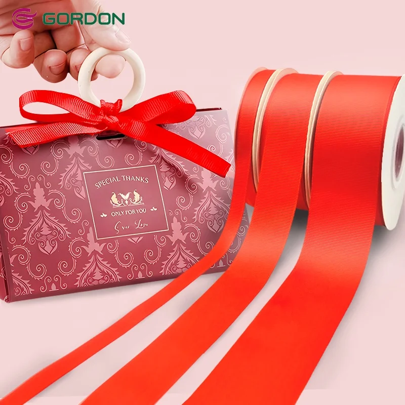 Gordon Ribbons Custom Satin Ribbon 1.5 inch  38mm Plain Wholesale Crafts Fabric Solid Grosgrain Ribbon for Bows Gifts Wrapping