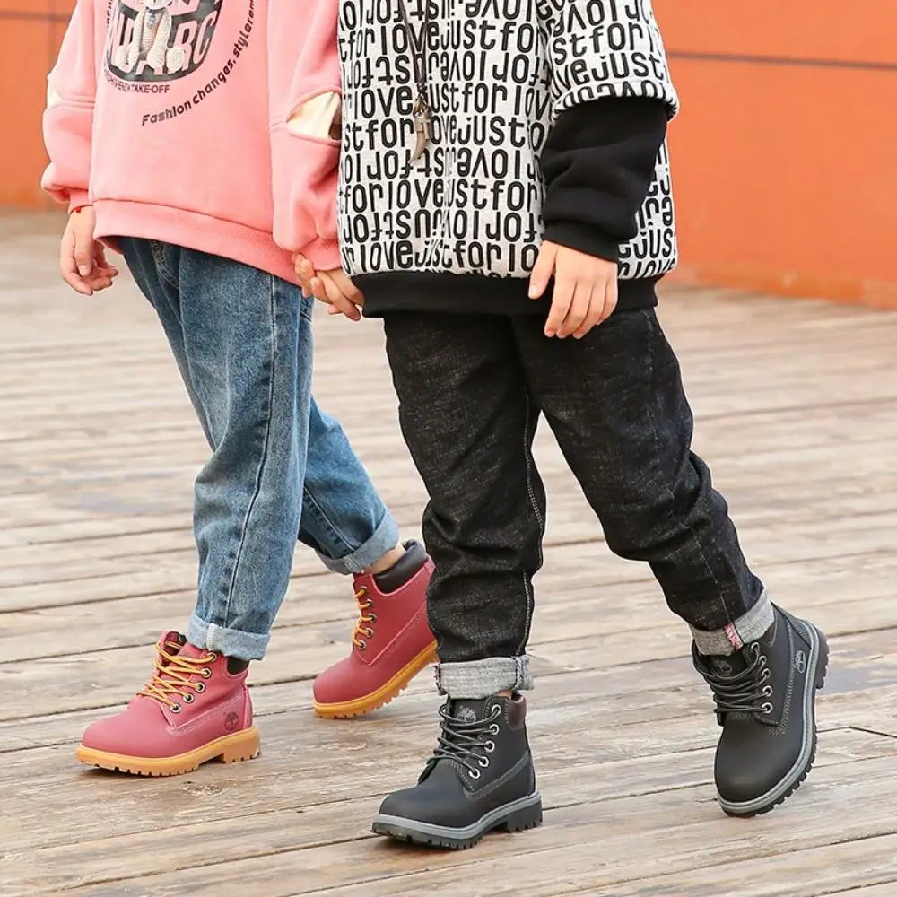 Factory Direct Sale Classic Children Yellow Boy Girls Martin Leather Boots Kids Rubber Boots