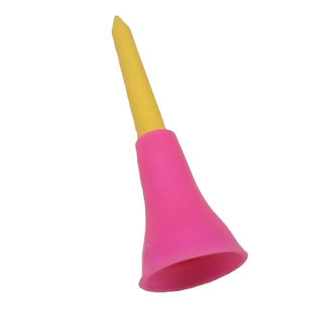 Wholesale plastic golf tee pink color light gold bulk custom OEM logo high quality 6cm golf tee