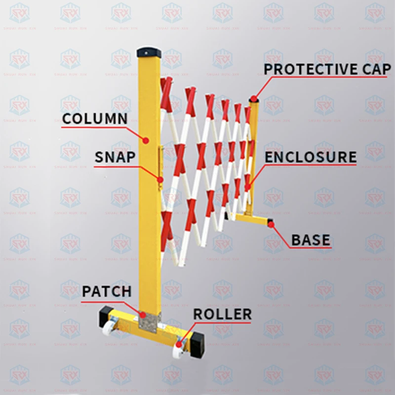Temporary Steel Traffic Barrier Retractable Telescopic Isolation Fence for outdoor Working Environment