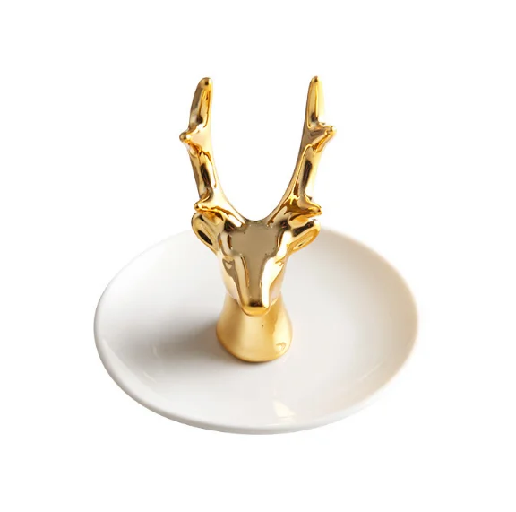 Luxury Porcelain Key Holder Ceramic Jewelry Ring Tray Decor Plate Creative 3D Animal Design Trinket Holder for Jewelry Organizer