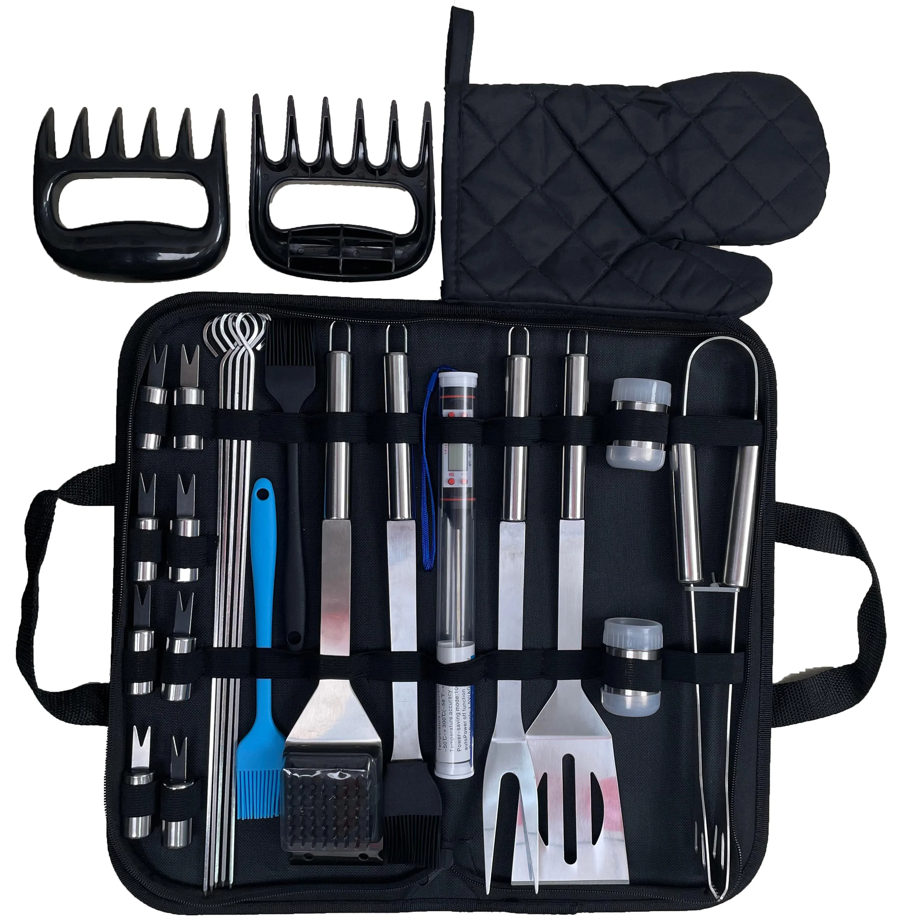 High Quality 18-piece Portable Outdoor Aluminum Knife And Fork Accessories Barbecue Tool Set