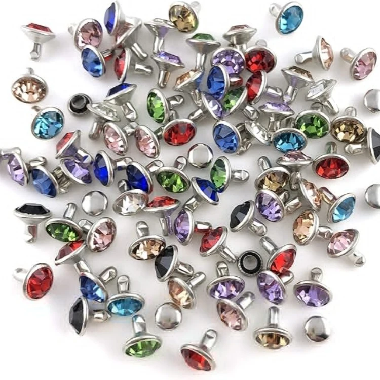 Decorative silver Crystal Rhinestone Stud Rivets for DIY Craft Clothing Bag Spike Rhinestone Rivets for Leather Craft