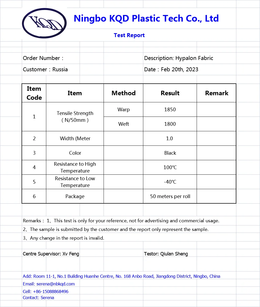 0.6mm hypalon tensile strength