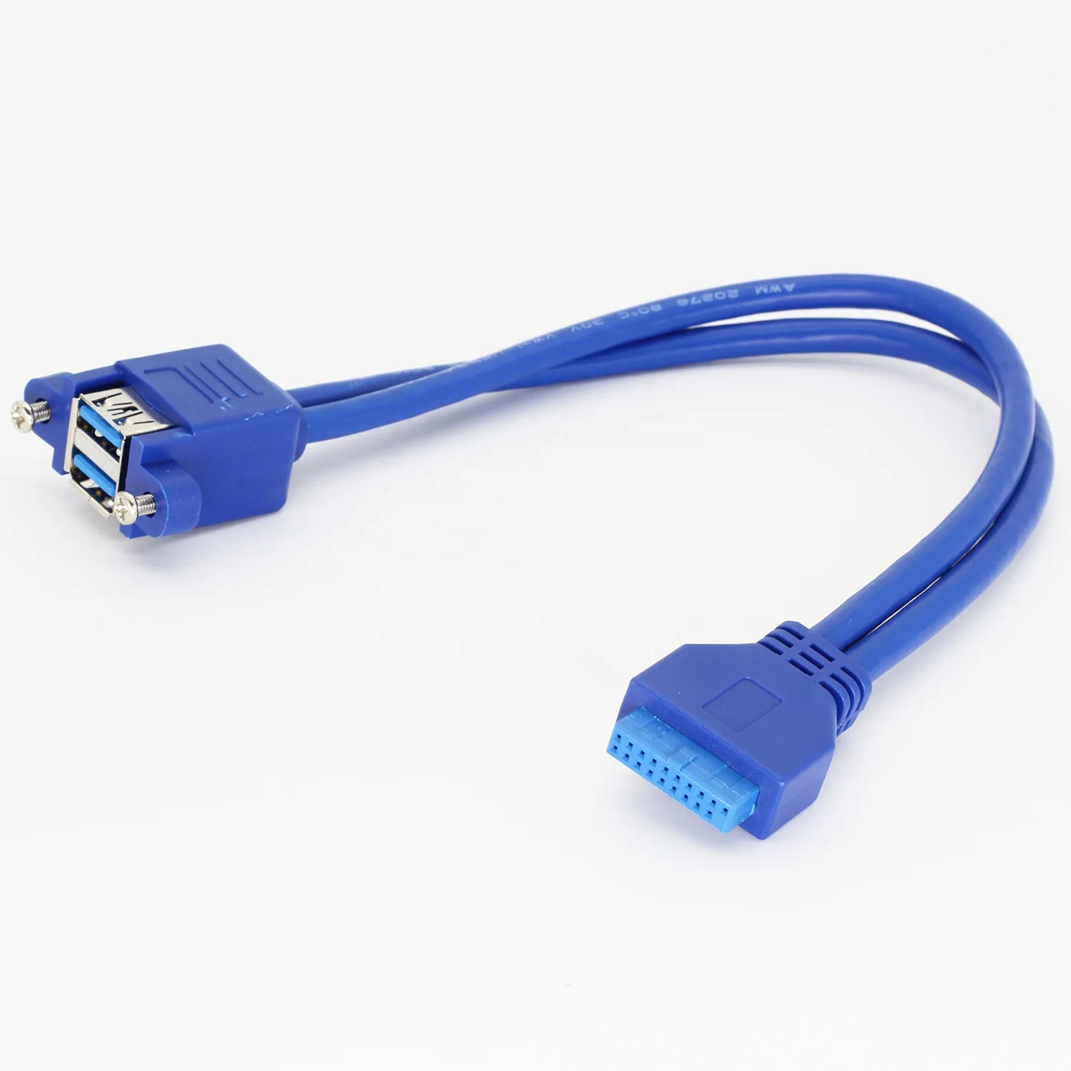 Motherboard Header 20 Pin to Dual USB Panel mount cable Computer USB Extension Cable