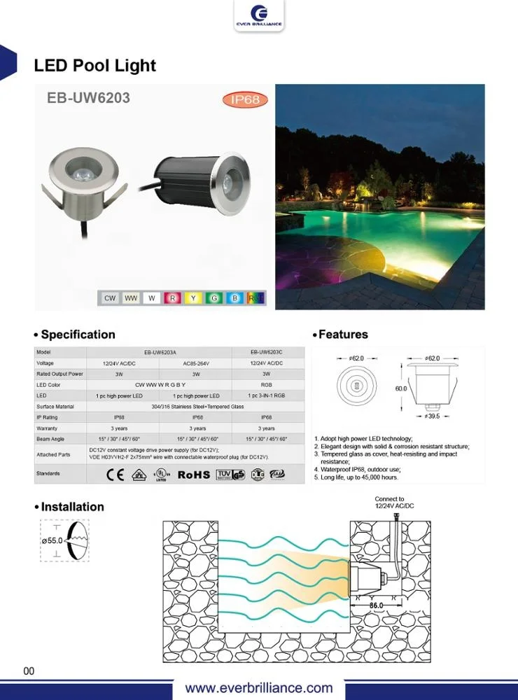 RGB beam light ip68 under water floor ground spot 3w fountains lights