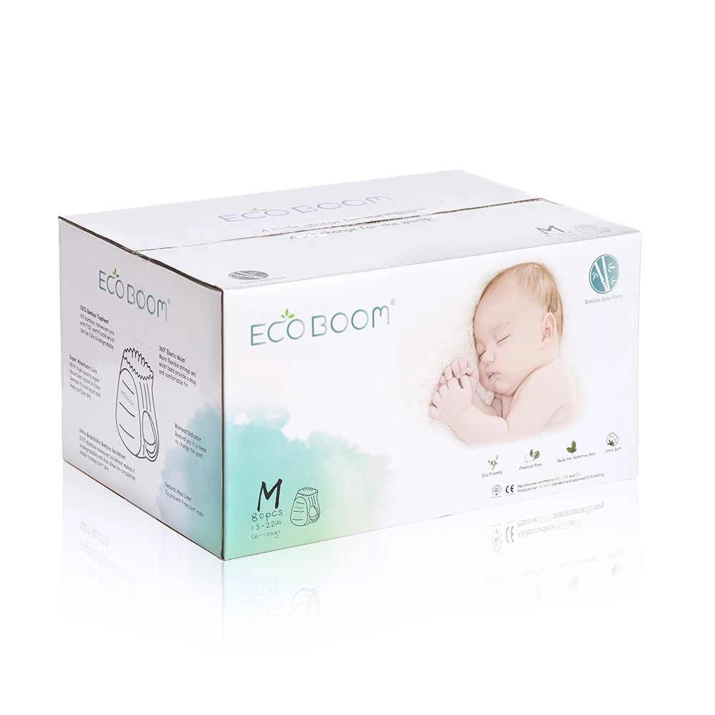 Биоразлагаемые одноразовые органические детские подгузники ECO BOOM M на растительной