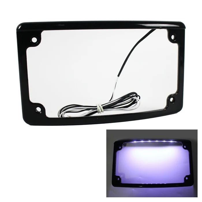 
Motorcycle LED Lighting Systems Black Aluminum Curved European Motorcycle License Plate Frame  (60775703610)