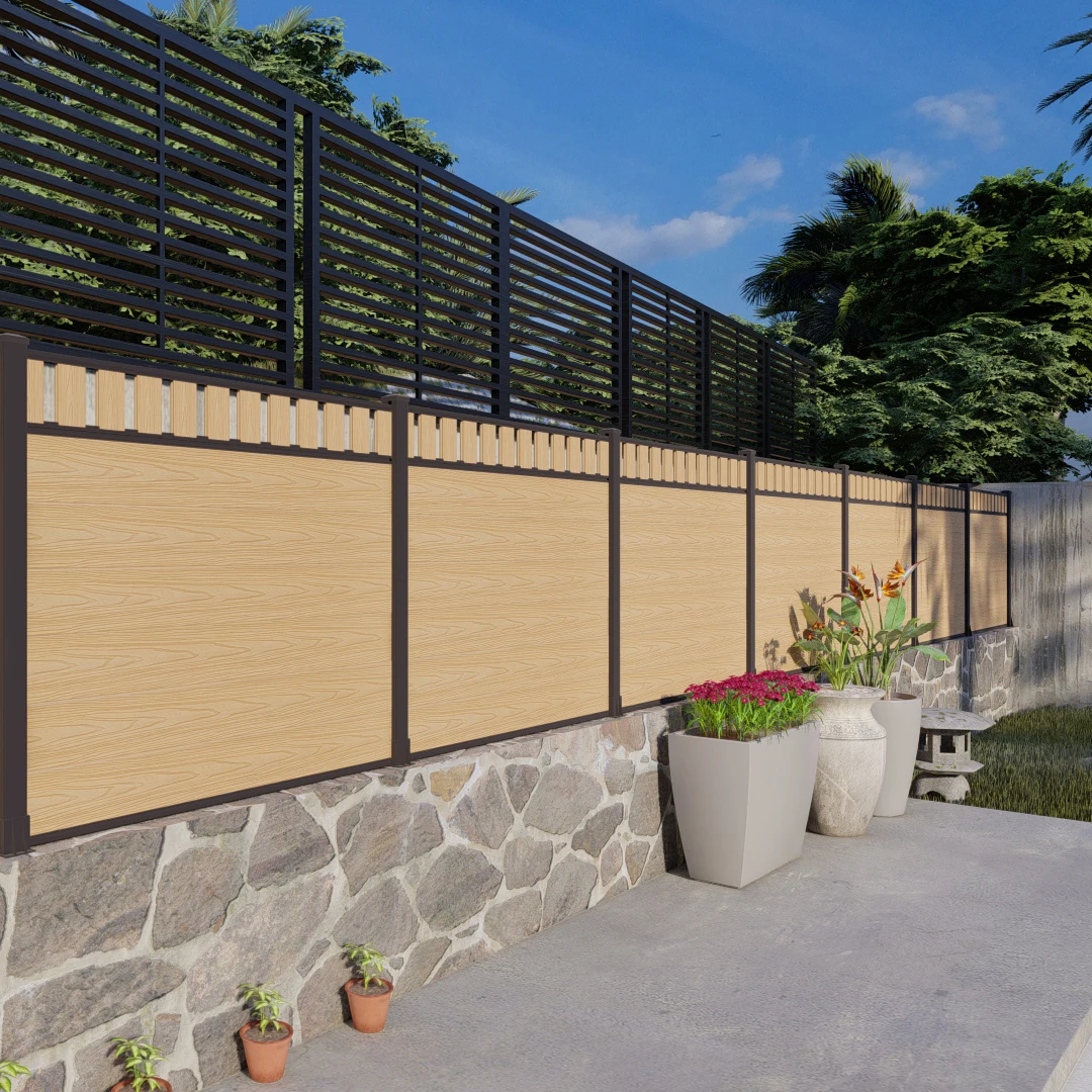 Hot sale wpc fence popular and cheap plastic timber composite wpc fence with gate