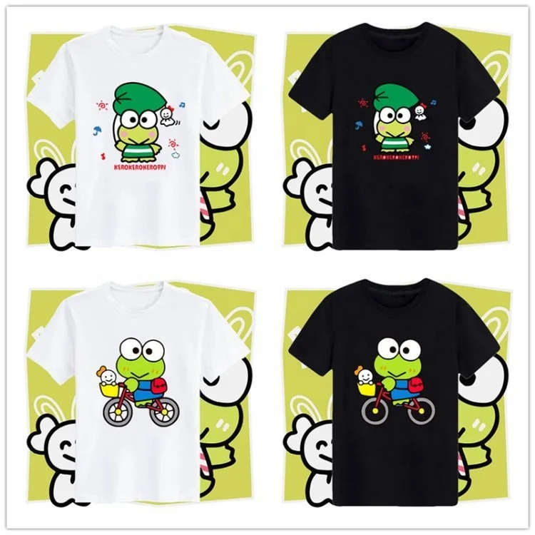 Sanrioed Big Eye Frog keroppi clothes T-Shirts Tees T Shirt cute Summer Clothes For Women Y2k Girls Anime Female Clothing Tops