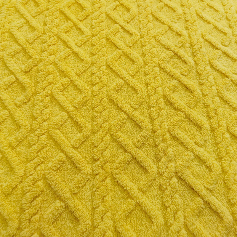 Wholesale 100% Polyester Jacquard Sherpa Brush Cotton Knit Fabric for Blanket Home Cloths Bathrobe Fabric