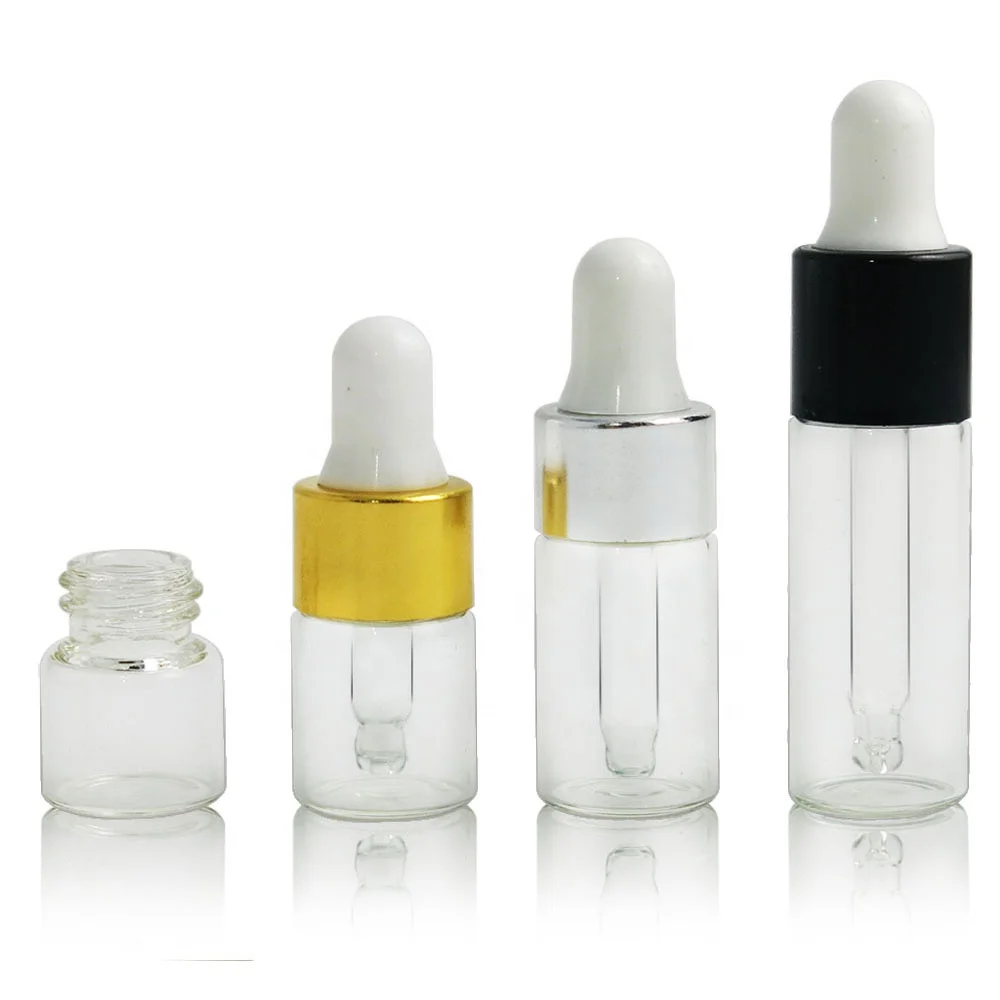 1ml 2ml 3ml 5ml amber clear Portable  Aromatherapy Esstenial Oil Bottle With Eye Dropper Mini Empty Pipette Dropper Glass Vials