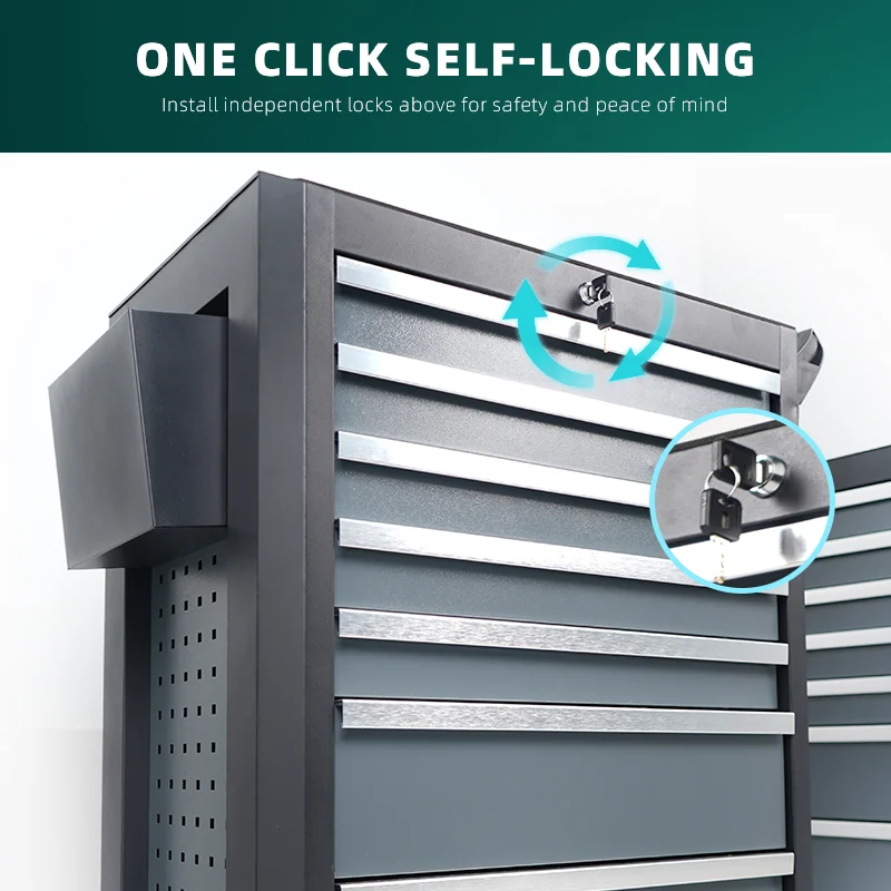 Karjoys 7-Drawer Grey Tool Trolley Iron Auto Repair Workshop Maintenance Tool Cabinet Car Repair Toolbox