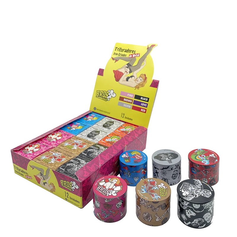 bros colorful smoking rolling grinders 4 layers metal grinders custom tobacco grinders