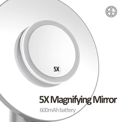 Factory Direct Rechargeable 5X Magnifying Hand  Makeup Mirror Led With Light