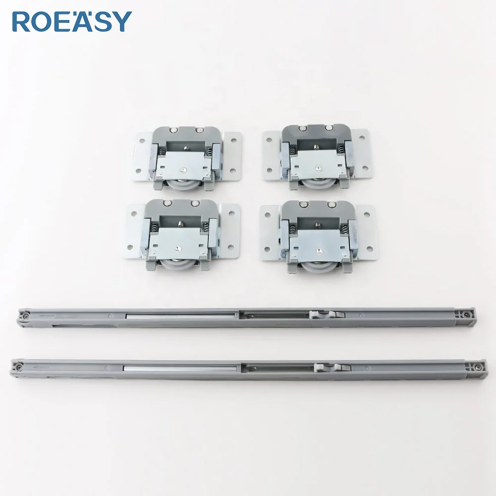 Двойная деревянная дверь ROEASY Регулируемый мягкий закрывающийся ролик раздвижные фитинги колеса дверной для шкафа